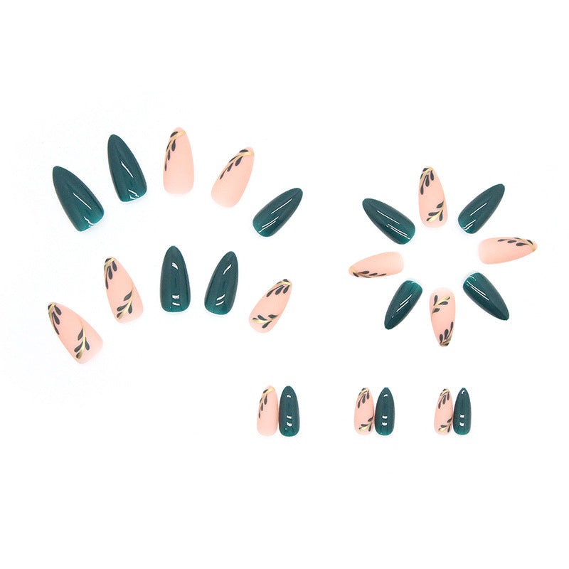 Free Shipping Pure and fresh dark green nails