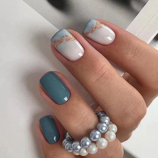 Free Shipping Sea blue color short style nails