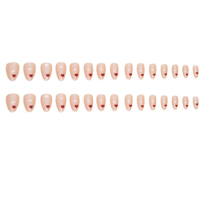 Light color heart shape fake nail wearing nude almond press on nail 30pcs