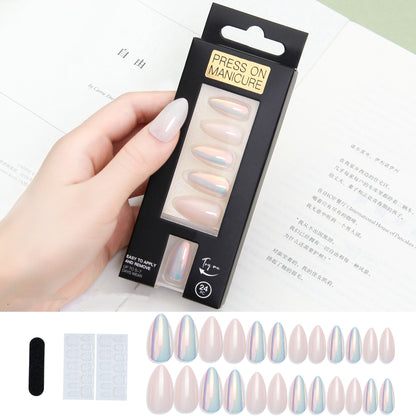 24pcs Almond nail press on nails with French tips