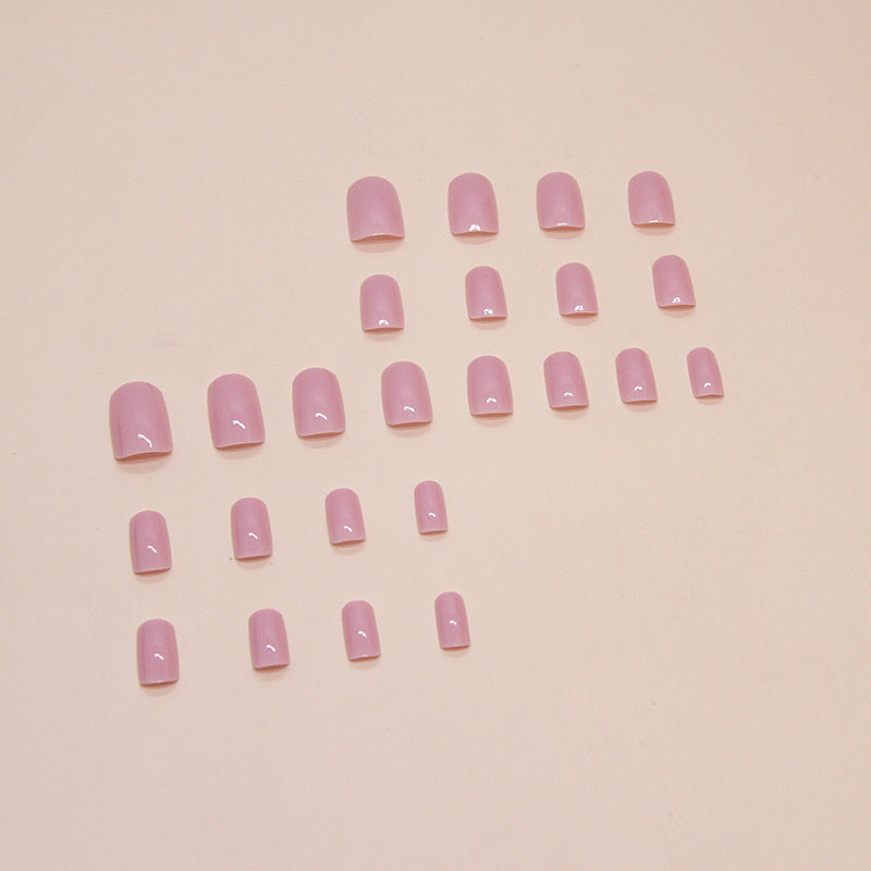 Medium long design light pink square 24pcs gel sticker press on nail