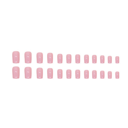 Medium long design light pink square 24pcs gel sticker press on nail