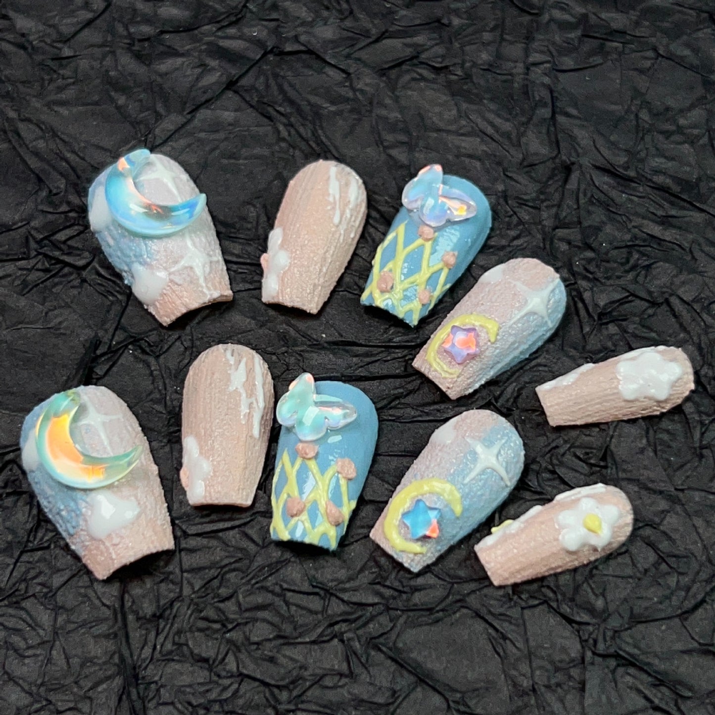 Handmade magic girl cute color reusable press on nail tip