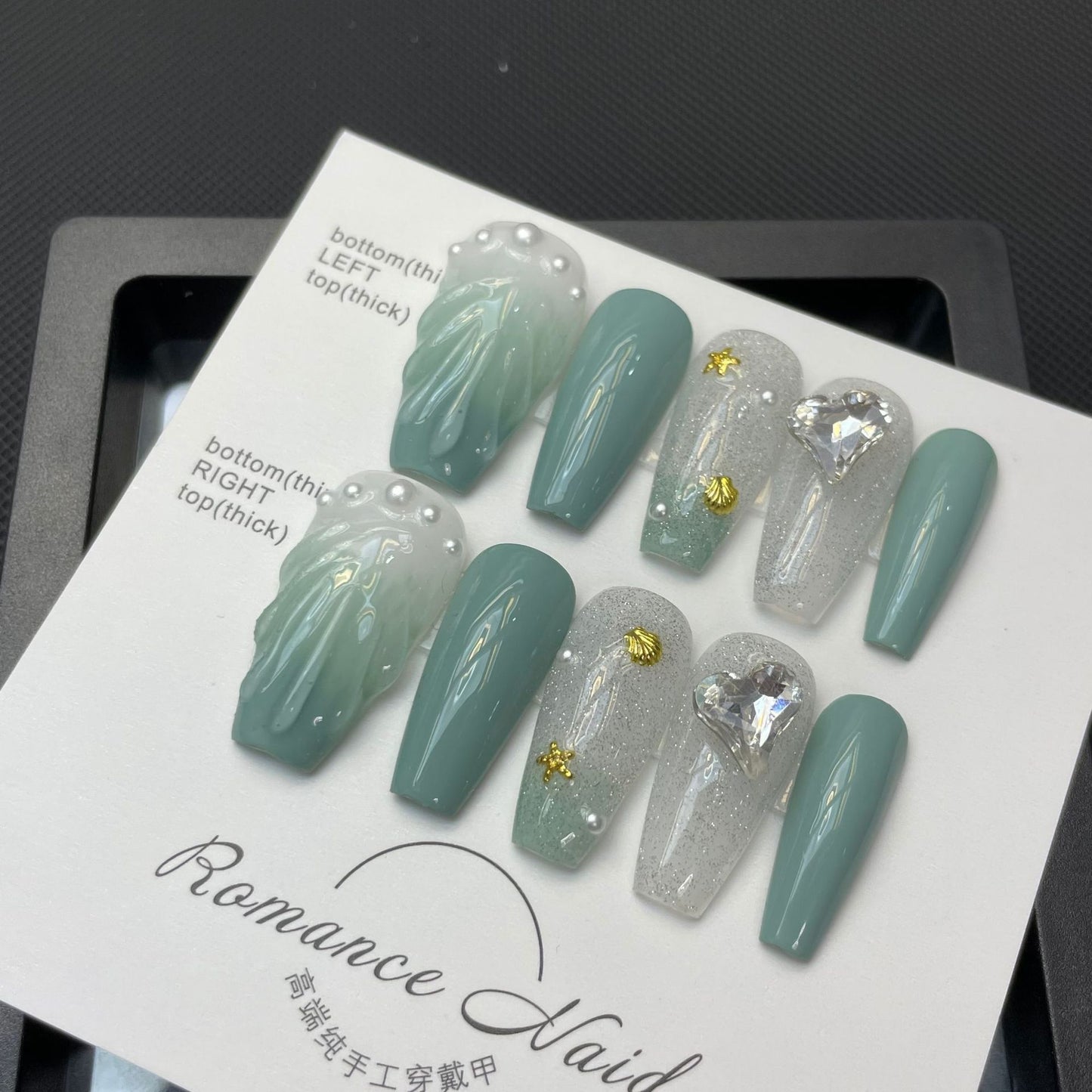 Marine shell decotation nails reuse affordable fake nails