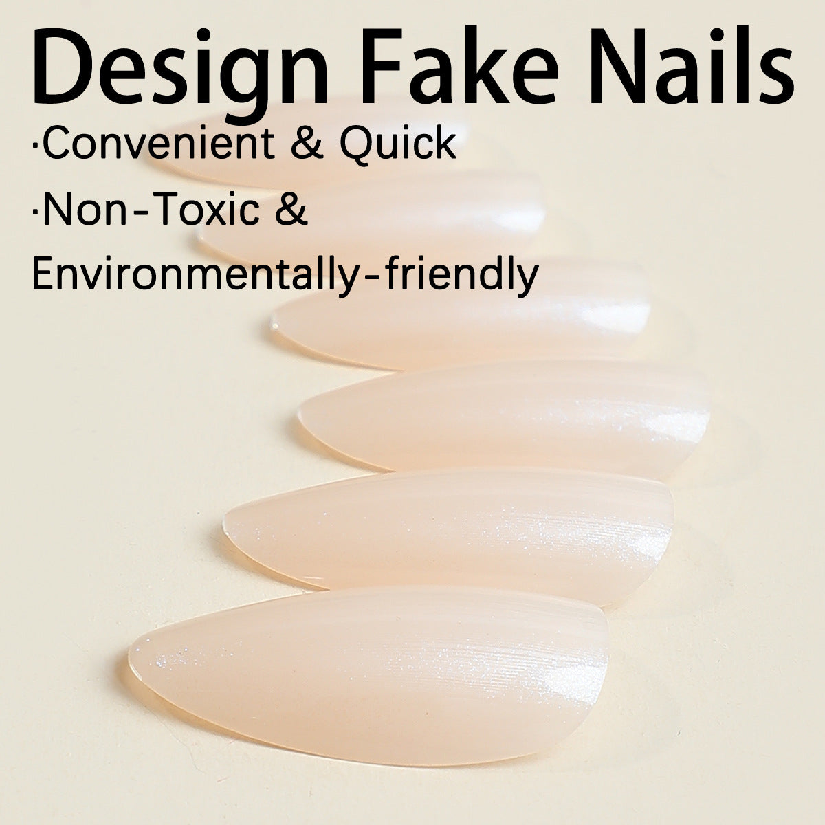 Popular metal texture nail wear almond white color pure simple press on nail