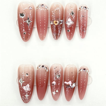 Hand-made meteor nails blush nail art detachable nails