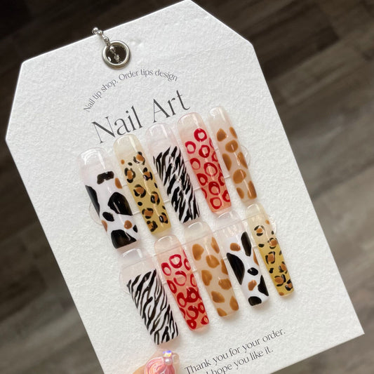 Super long wearable nails more leopard print fake nail