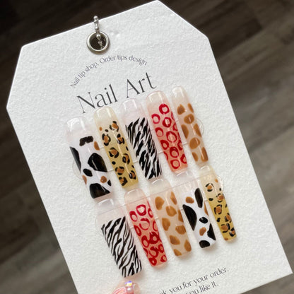 Super long wearable nails more leopard print fake nail