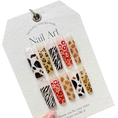 Super long wearable nails more leopard print fake nail