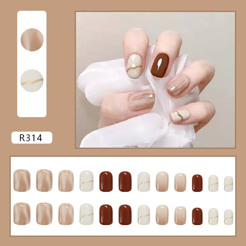 Removable nude smudge soft short design fake nail with 24pcs