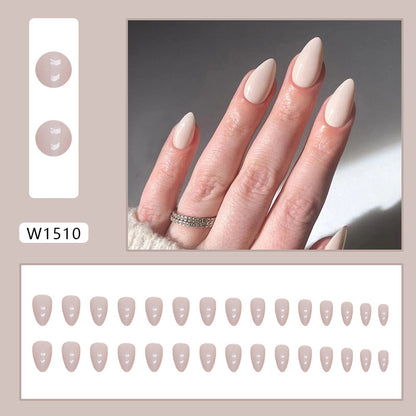 30pcs women press on nail pure nude color almond short press on nail