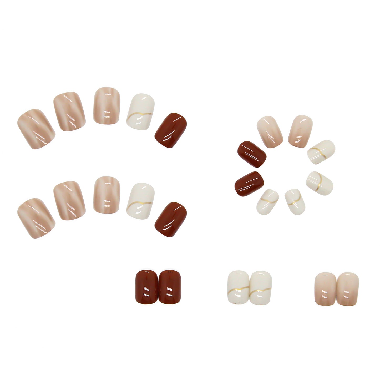 Removable nude smudge soft short design fake nail with 24pcs