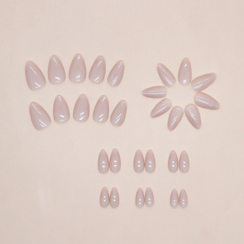 30pcs women press on nail pure nude color almond short press on nail