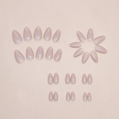 30pcs women press on nail pure nude color almond short press on nail