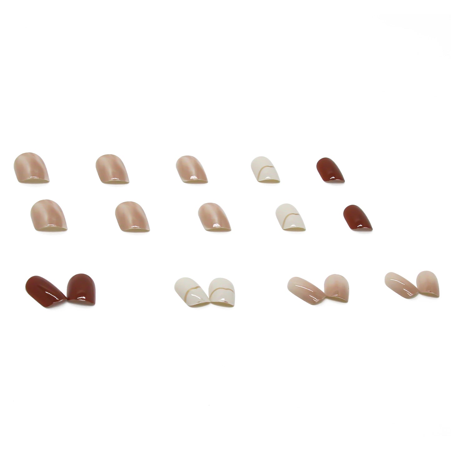 Removable nude smudge soft short design fake nail with 24pcs