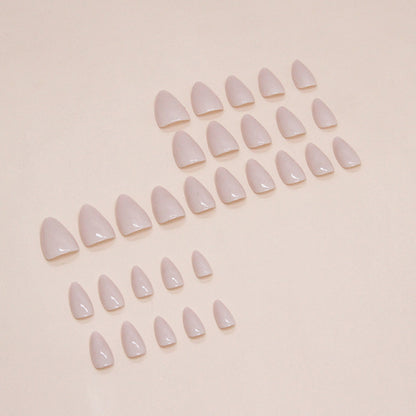 30pcs women press on nail pure nude color almond short press on nail