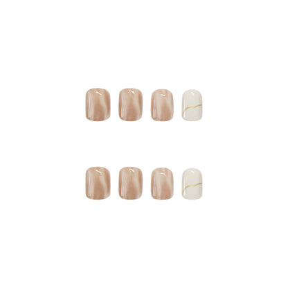 Removable nude smudge soft short design fake nail with 24pcs