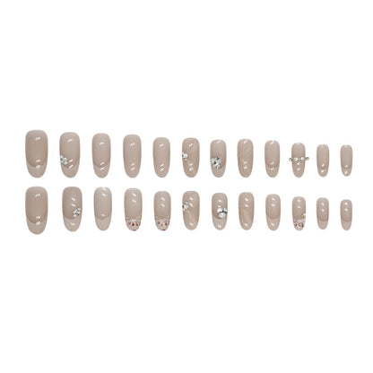 Nude grey color French design fake nail sweet women press on nail