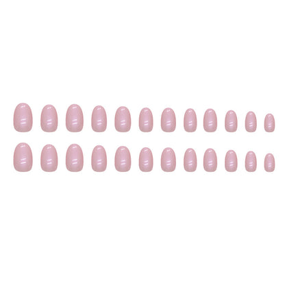 Magic mirror powder pink color women oval shape short press on nail