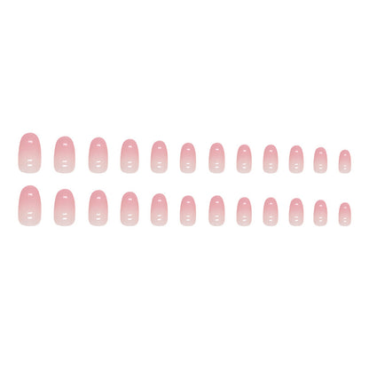 Girl pink color gradient glaze fake nail oval sweet press on nail