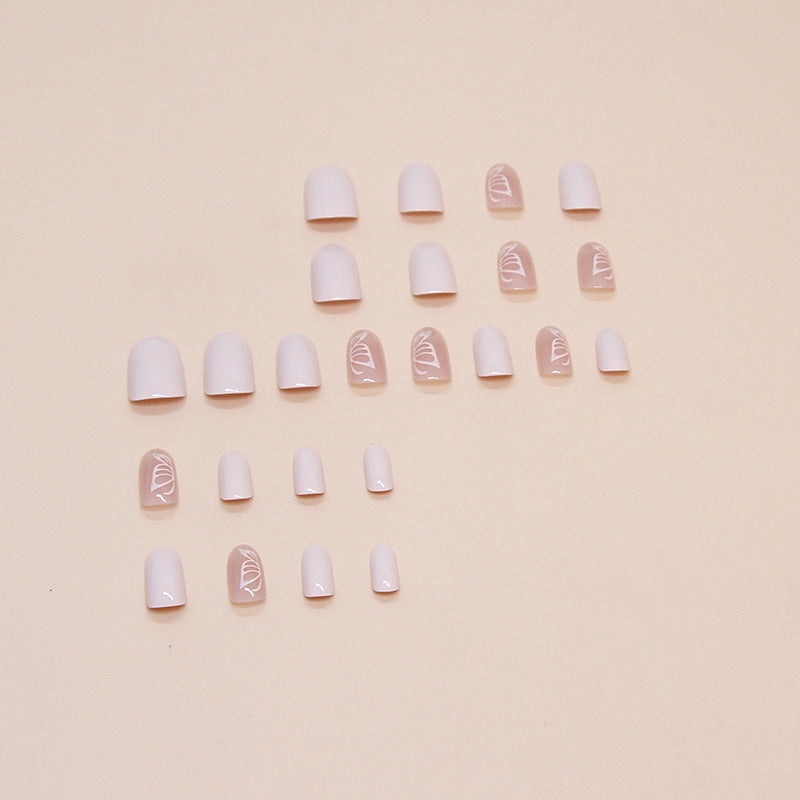 European and American design gel sticker 24pcs white nude press on nail