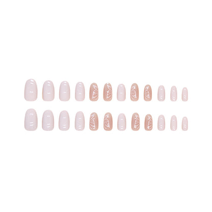 European and American design gel sticker 24pcs white nude press on nail