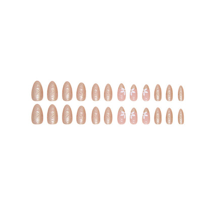 Gold blooming fake nail wearing almond 24pcs press on nail