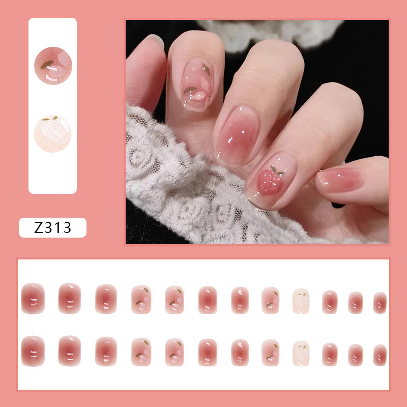 Newest design heart girl cheeck color short press on nail