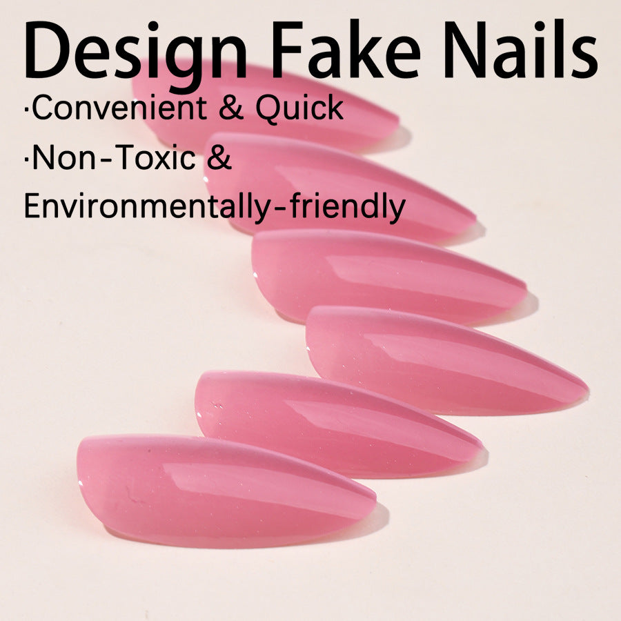 Quick wear beauty comvenient pink color women cat eye false nail