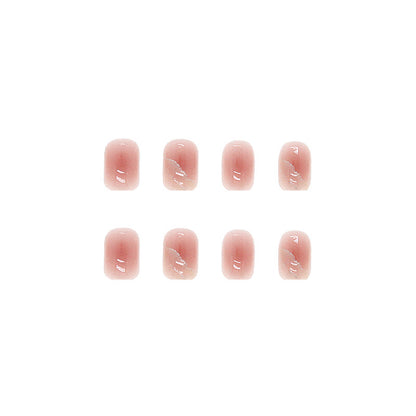 Pink color square short fake nail ABS 24pcs press on nail