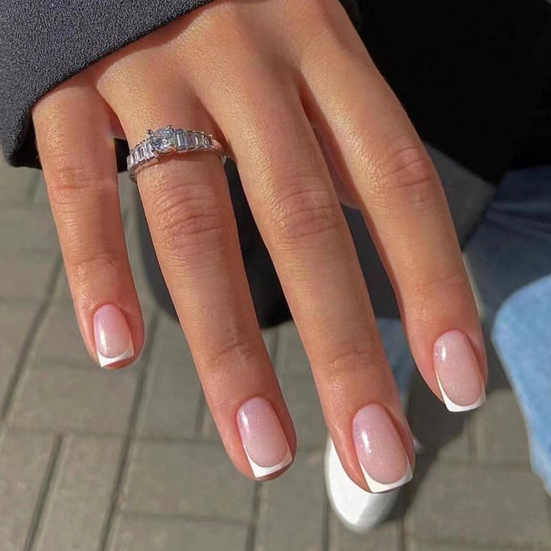 Free Shipping Minimalist Pink French Short Nails