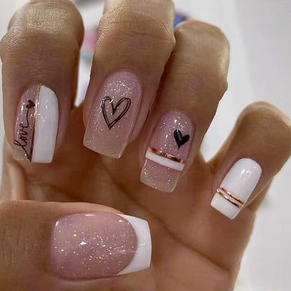 Free Shipping French Love Square False Nails