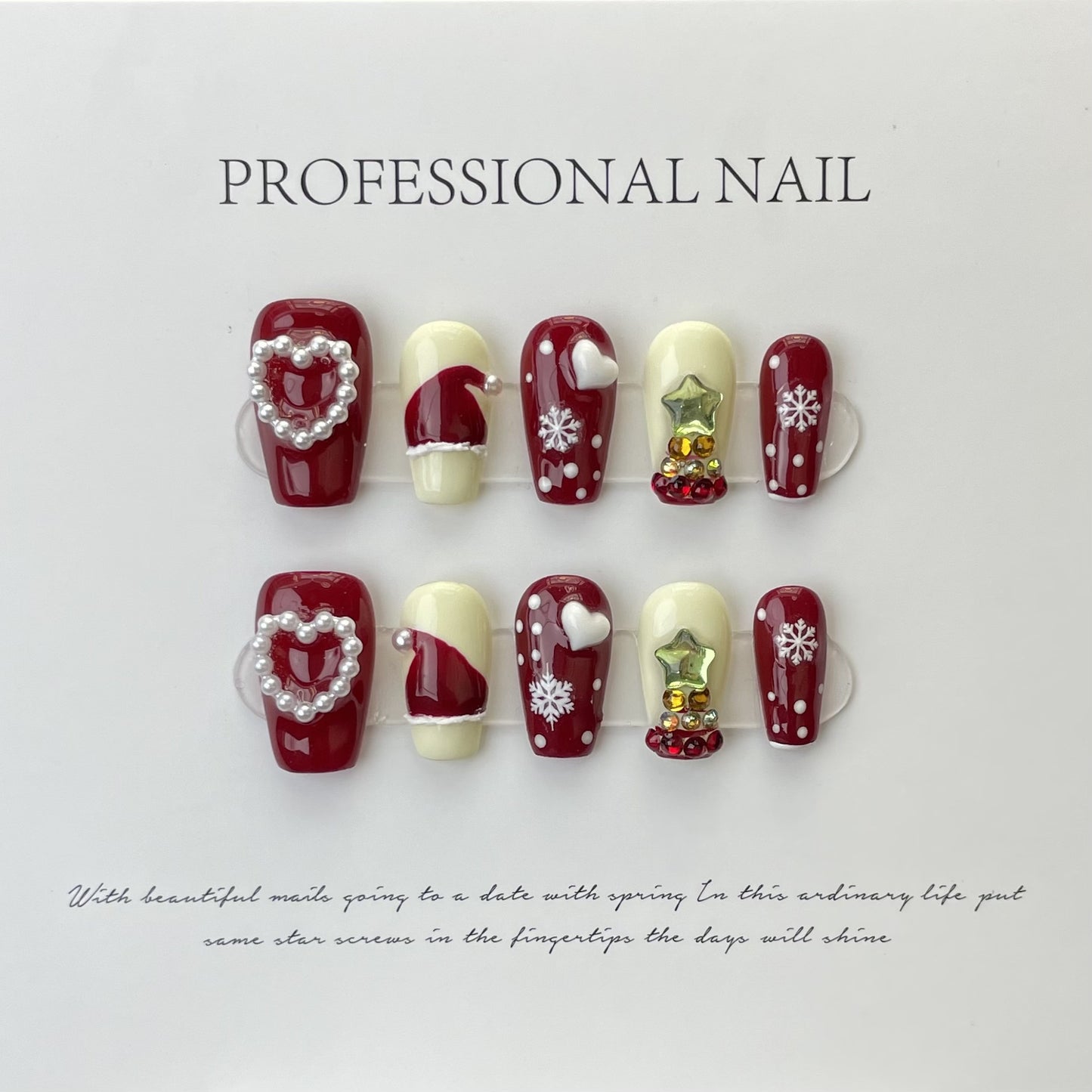 Christmas nail art atmosphere snowflakes stars press on Christmas nails