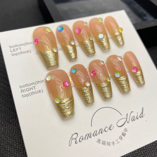 Summer new style nail art high-end nail tips press on glitter nails