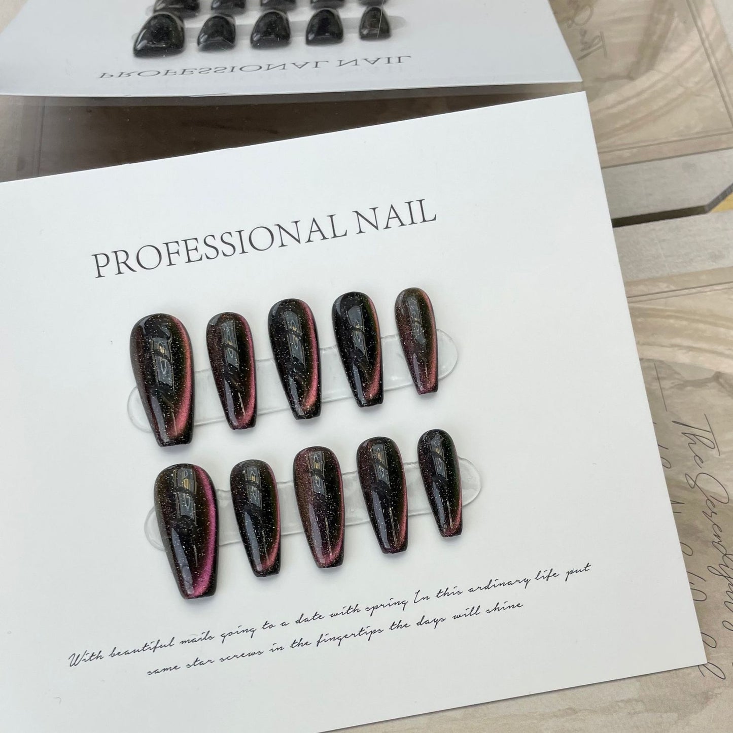 Retro black-brown bride nail art press on salon-quality nails