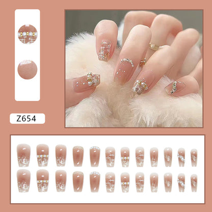 24pcs shot design cute ballet design tender press on nail