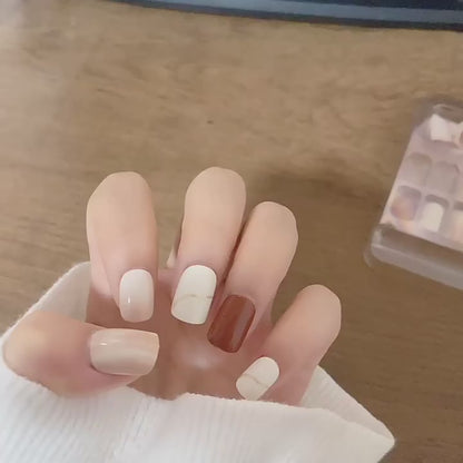 Removable nude smudge soft short design fake nail with 24pcs