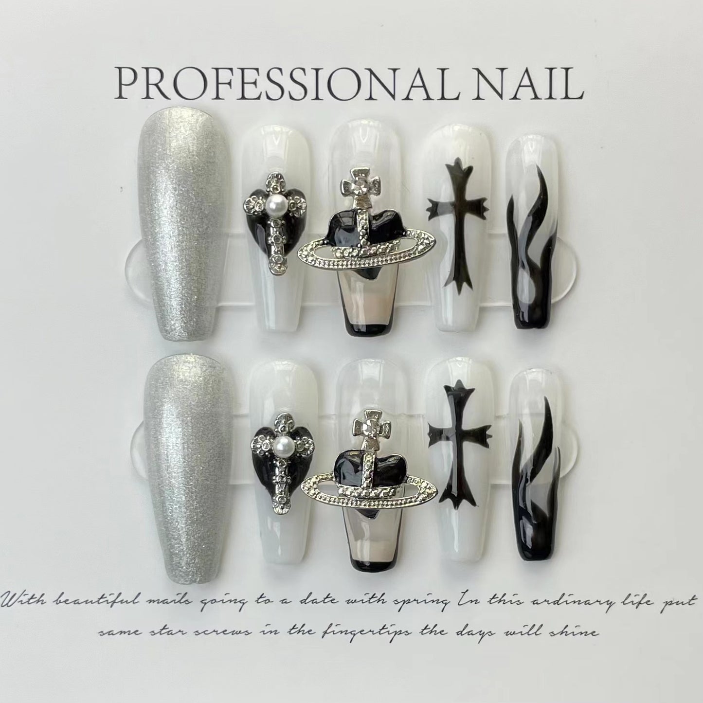 Retro high-end personality style nail art Punk Cross trendy nails