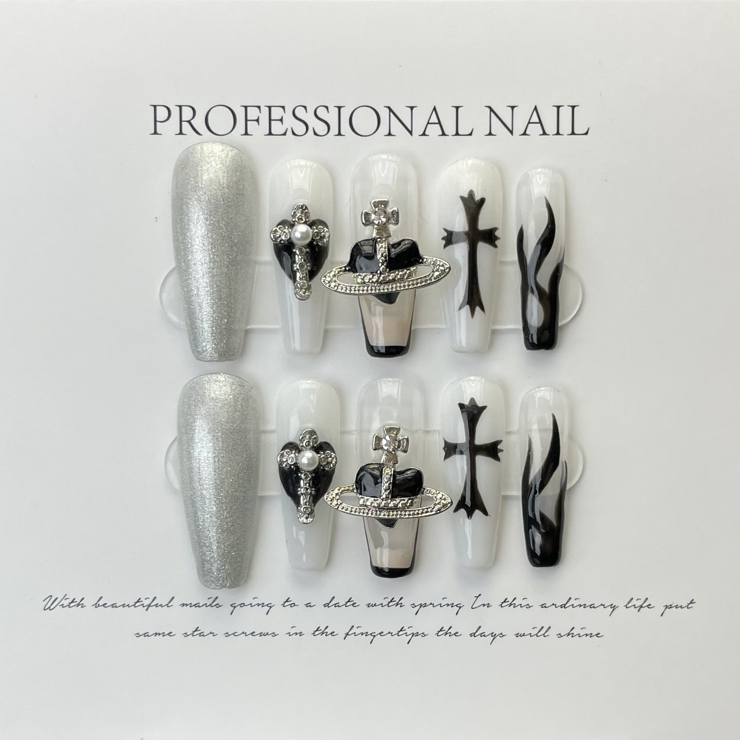 Retro high-end personality style nail art Punk Cross trendy nails