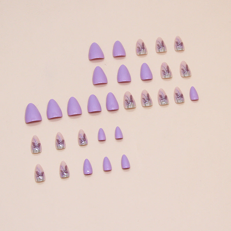 Violet color pink fake nail glossy almond shape daily wear 30pcs press on nail