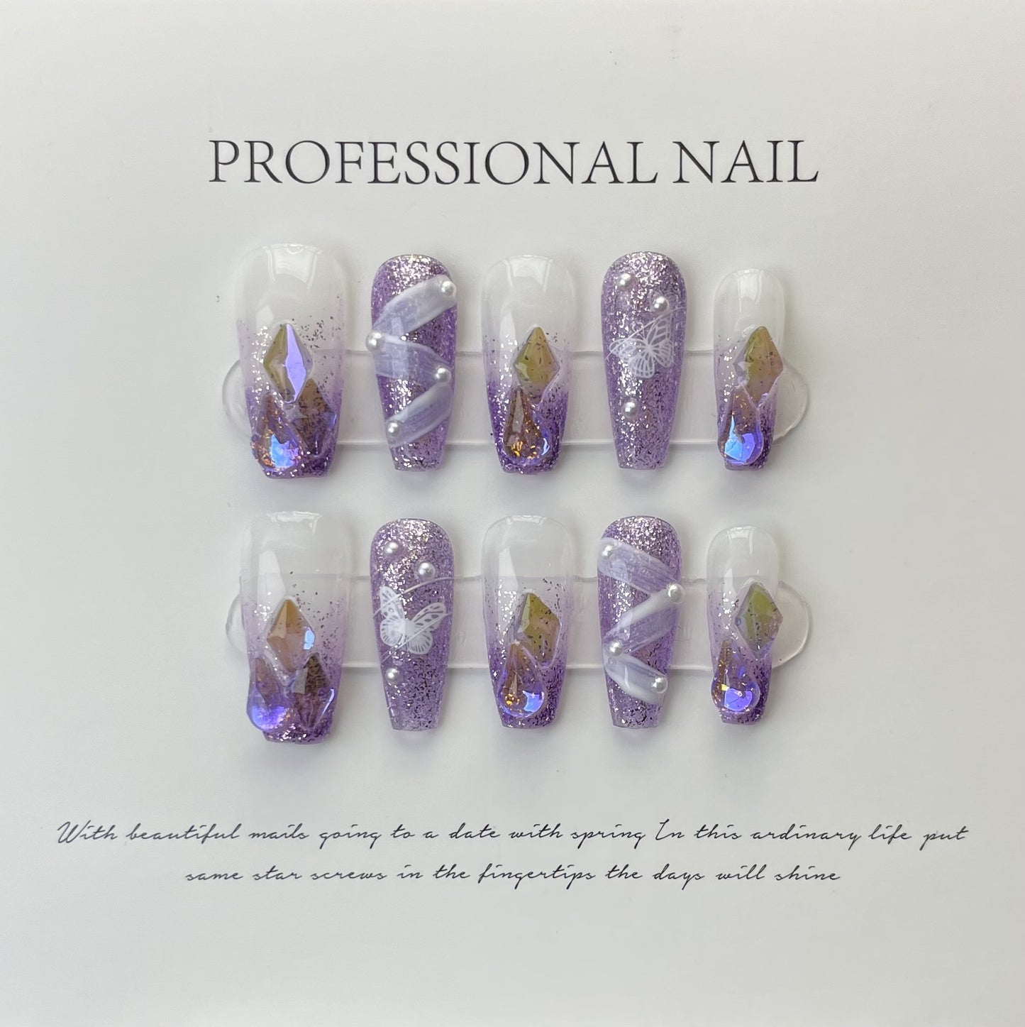 Purple gentle DIY nails Women Press on nails for weddings