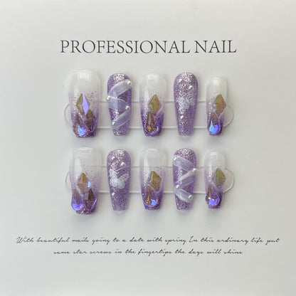 Purple gentle DIY nails Women Press on nails for weddings