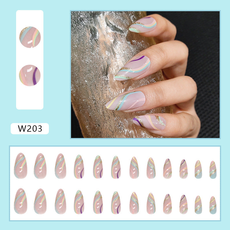 Free Shipping Multicolor ripple shiny gold dust nail