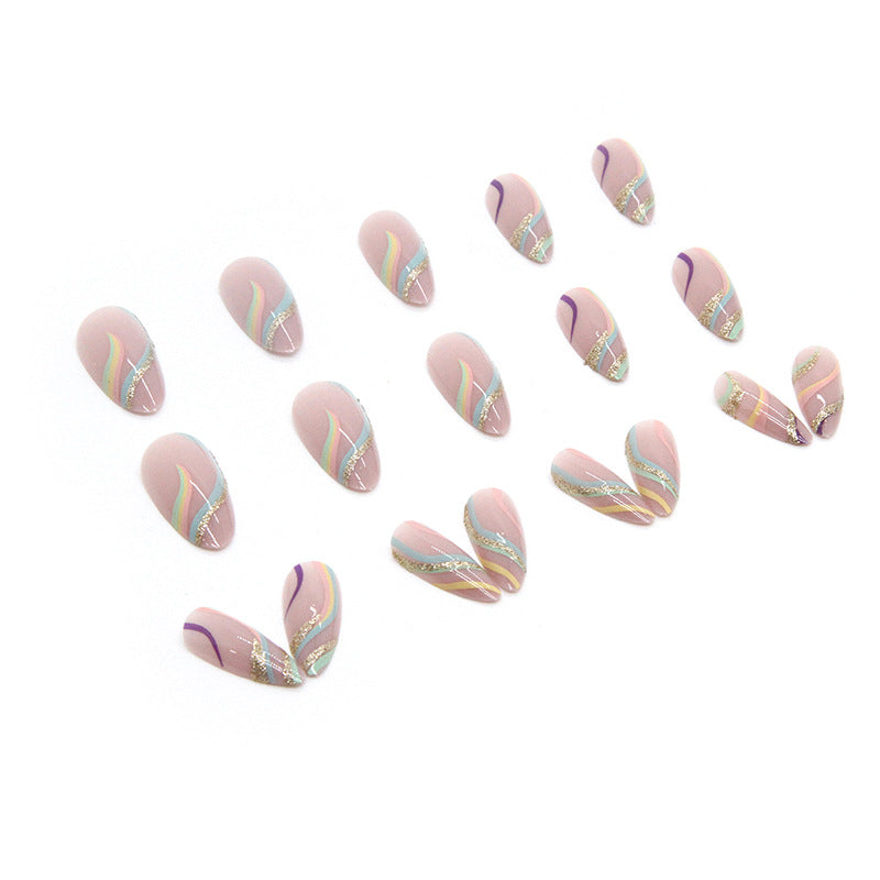 Free Shipping Multicolor ripple shiny gold dust nail