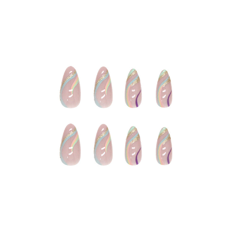 Free Shipping Multicolor ripple shiny gold dust nail