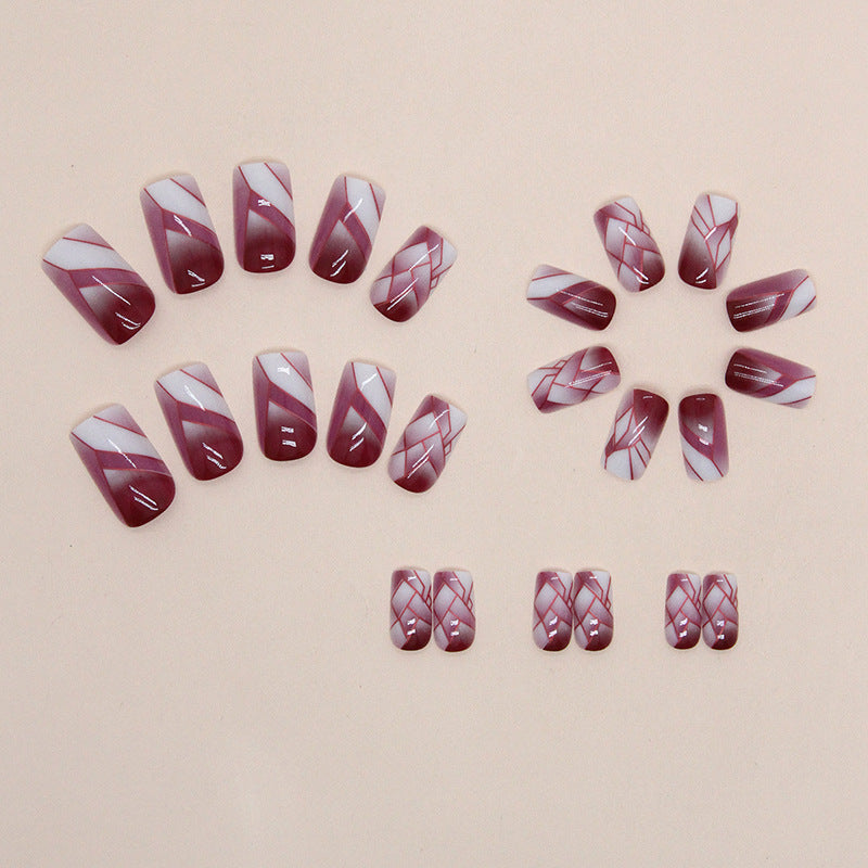 Free Shipping Square shaped medium length crack wine red nails