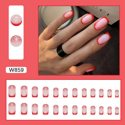 Free Shipping Chili color French square removeable press on nail