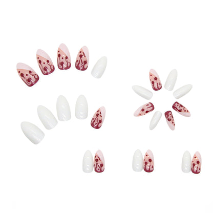 Free Shipping Almond nail French long red water drop nail