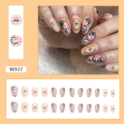 Retro totem design screat eye butterfly pattern oval cool sweet press on nail