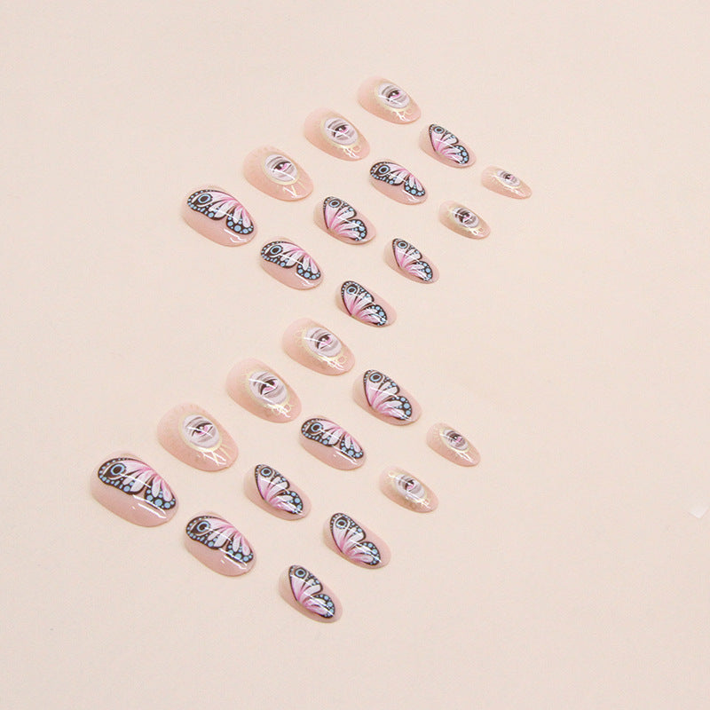 Retro totem design screat eye butterfly pattern oval cool sweet press on nail